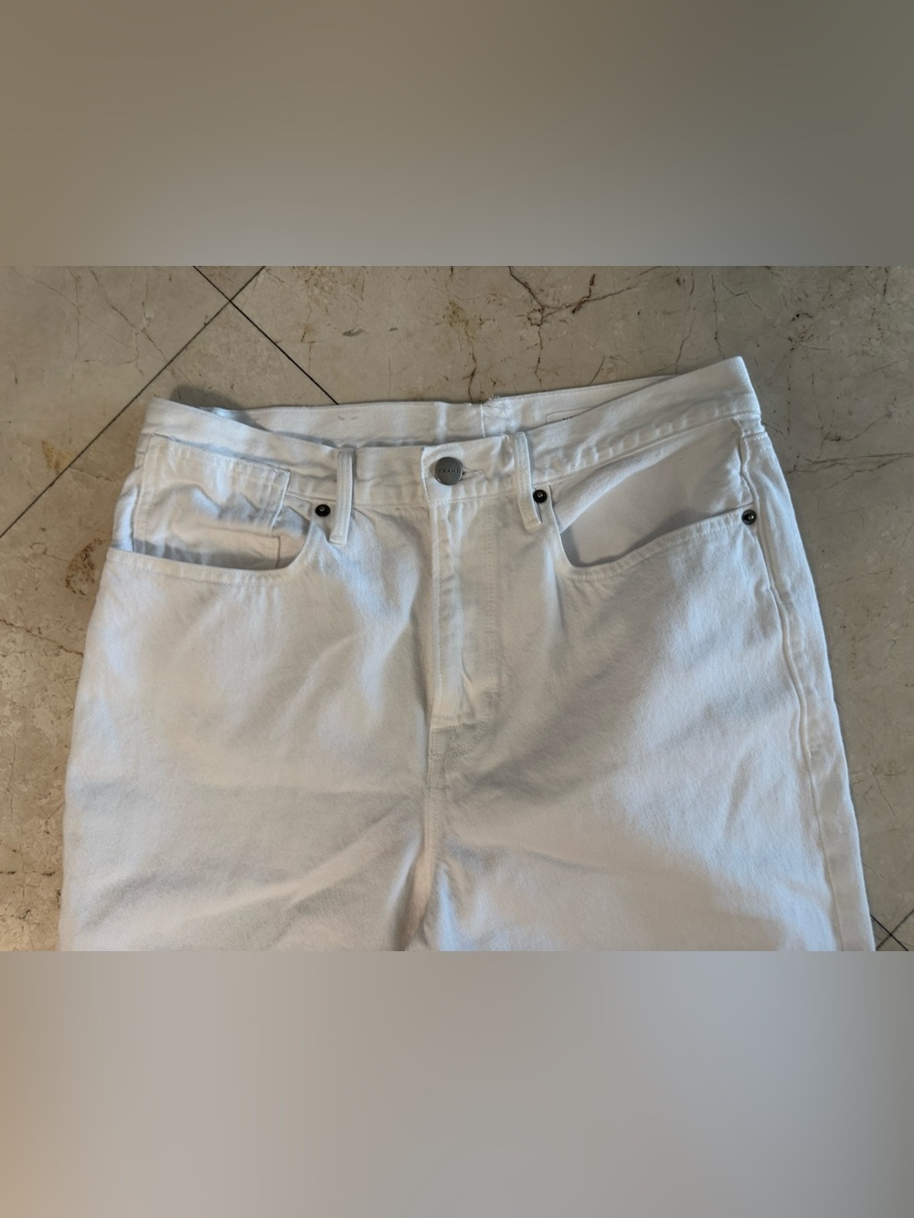 Frame Denim White High-Rise Cropped Straight Jeans. BB21 - Picture 7 of 10